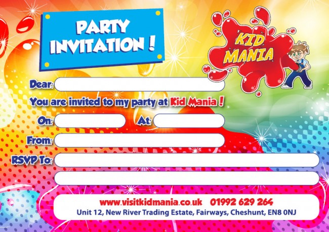 Kid Mania Party Invitation